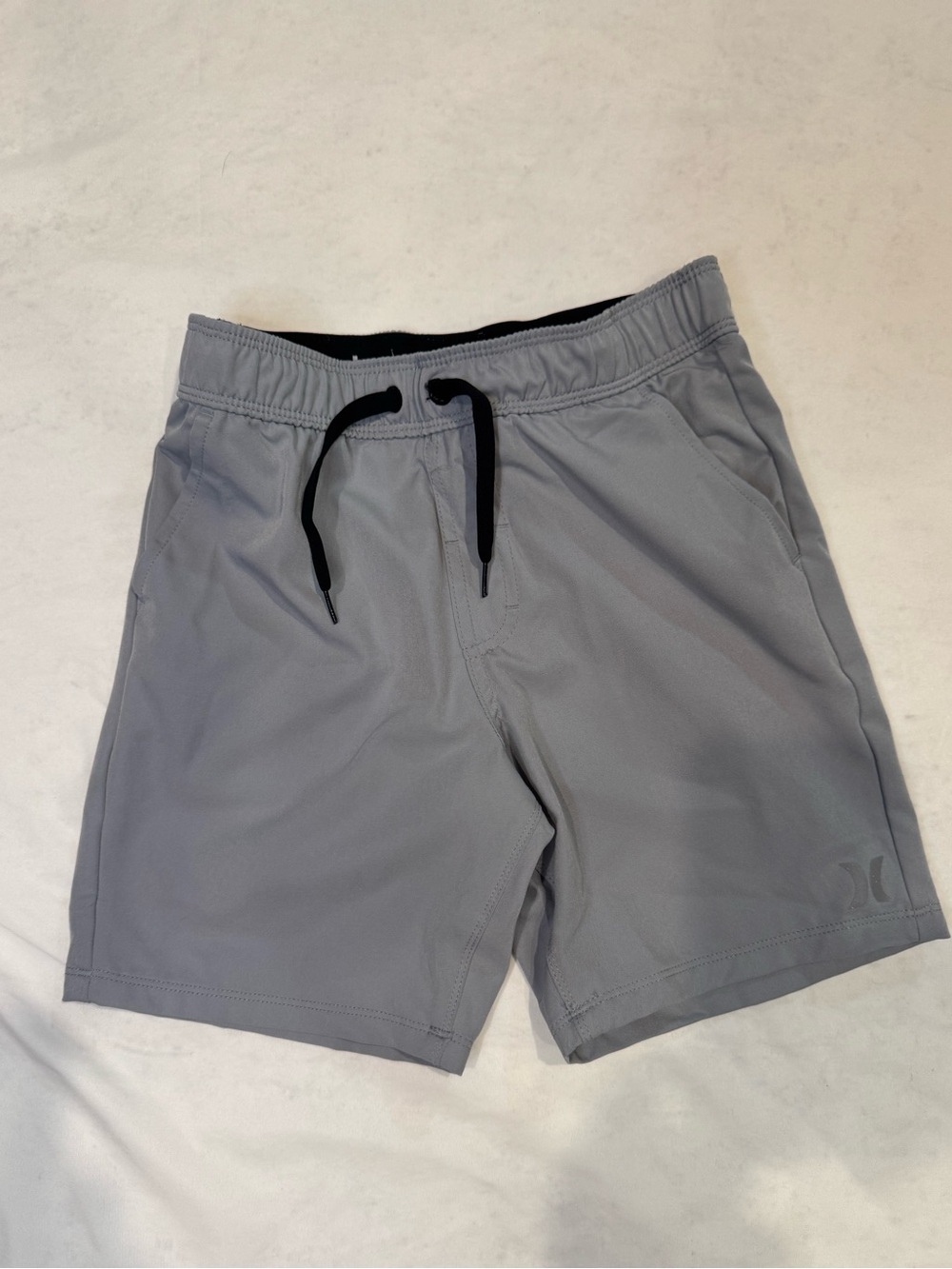 Hurley Boys Size 8 Gray Hybrid Shorts 4-Way Stretch Drawstring Athletic